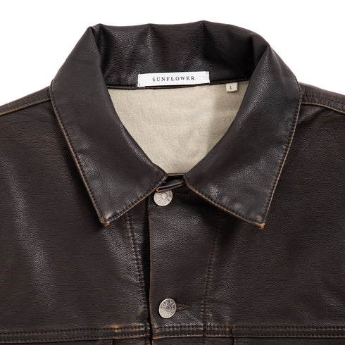 Hello Sunflower Trucker Jacket Vintage Brown 4166 Degli Uberti